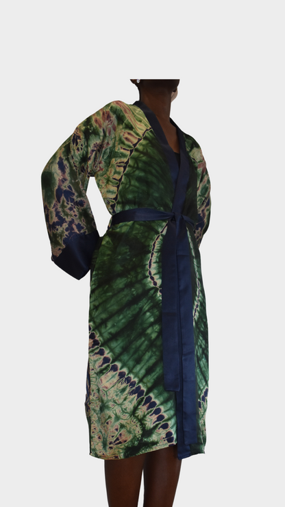 Emerald Tide Woman's African Print Kimono